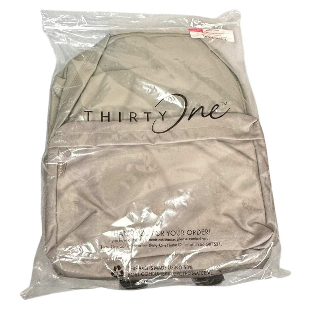 Thirty One Gifts Cool For School Neutral Colorblock Backpack New Original Tans - Picture 1 of 6